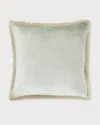 Callisto Home Two-tone Velvet Decorative Pillow, 22"sq. In Aqua