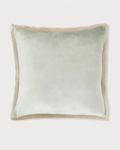 Callisto Home Two-tone Velvet Decorative Pillow, 22"sq. In Aqua