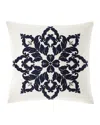 Callisto Home Velvet & Linen Beaded Decorative Pillow In Cream