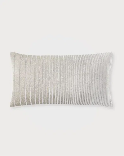 Callisto Home Velvet Crystal Beaded Decorative Pillow In Silver