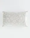 Callisto Home Velvet Scroll Decorative Pillow - 14" X 24" In Aqua