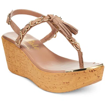 Callisto Of California Tella Womens Chain Faux Suede Wedge Sandals In Gold