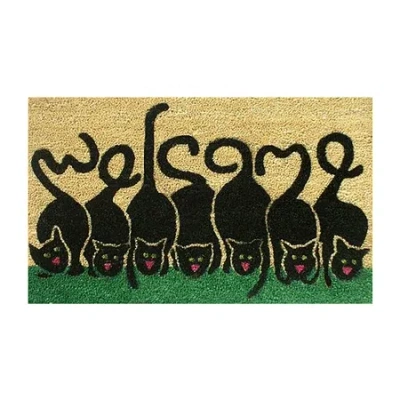 Calloway Mills Cats Welcome Outdoor Rectangular Doormat In White
