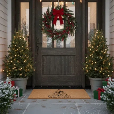 Calloway Mills Christmas Dog Tree Doormat, 24" X 36" In Black