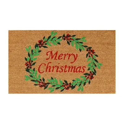 Calloway Mills Christmas Wreath Outdoor Rectangular Doormat In Multi