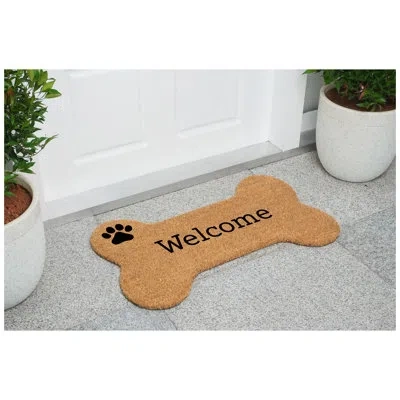 Calloway Mills Dog Bone Shape Welcome Paw Print, 17" X 29" In Black