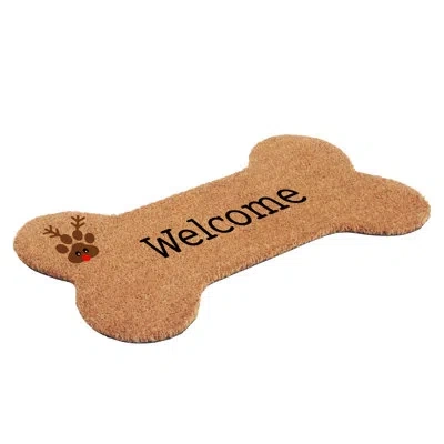Calloway Mills Dog Bone Shape Welcome Reindeer, 17" X 29" In Black