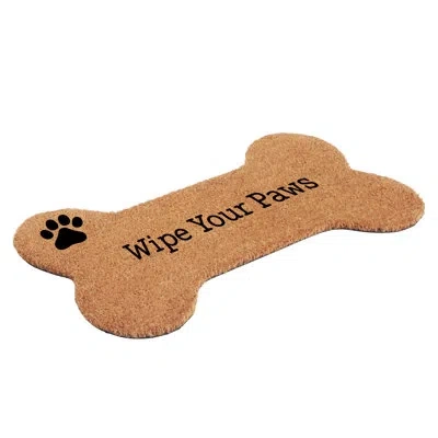 Calloway Mills Dog Bone Shape Wipe Your Paws Paw Print, 17" X 29" In Black