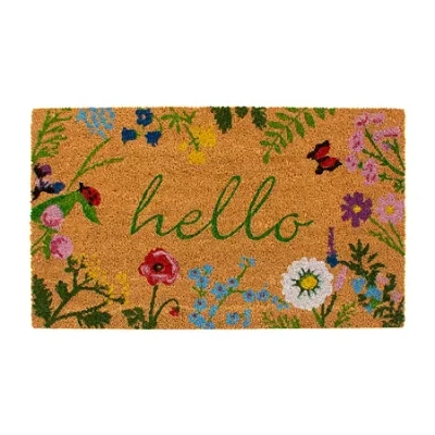Calloway Mills Floral Hello Outdoor Rectangular Doormat In Multi