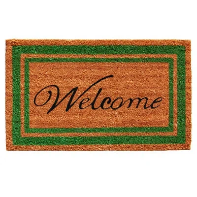 Calloway Mills Green Border Welcome Indoor Outdoor Door Mat In Multicolor