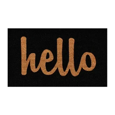 Calloway Mills Hello Coir Outdoor Rectangular Doormat In Black