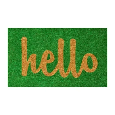 Calloway Mills Hello Coir Outdoor Rectangular Doormat In Green