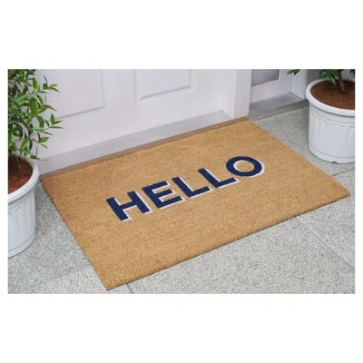 Calloway Mills Hello Non-slip Indoor Outdoor Door Mat In Blue