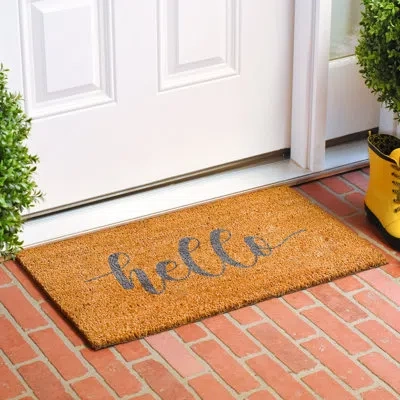 Calloway Mills Hello Script Non-slip Indoor Outdoor Door Mat In Yellow