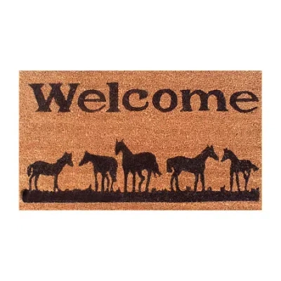 Calloway Mills Horses Welcome Outdoor Rectangular Doormat In Multi