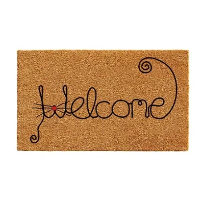 Calloway Mills Kitty Curlicue Outdoor Rectangular Doormat In Brown