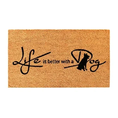 Calloway Mills Life Is Better With A Dog Outdoor Rectangular Doormat In Brown