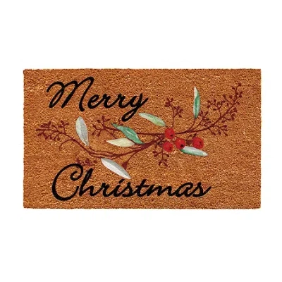 Calloway Mills Merry Christmas Berries Outdoor Rectangular Doormat In Multi