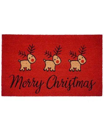 Calloway Mills Merry Christmas Deer Doormat In Red