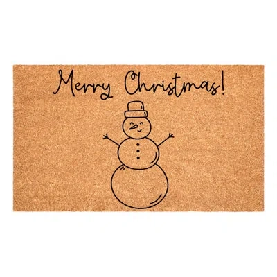 Calloway Mills Merry Snowman Doormat, 24" X 36" In Black