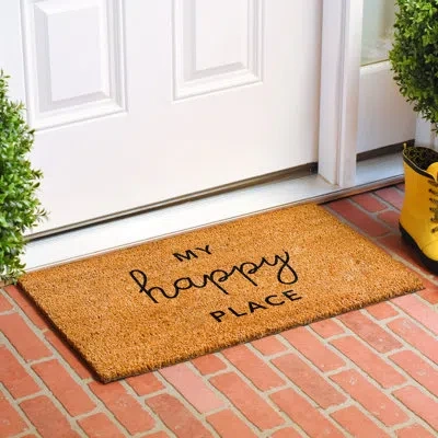 Calloway Mills My Happy Place Non-slip Indoor Outdoor Door Mat In Brown