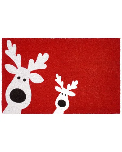 Calloway Mills Peeking Reindeer Doormat In Red