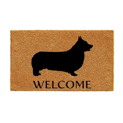 Calloway Mills Pembroke Welsh Corgi Outdoor Rectangular Doormat In Brown