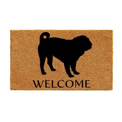 Calloway Mills Pug Outdoor Rectangular Doormat In Brown