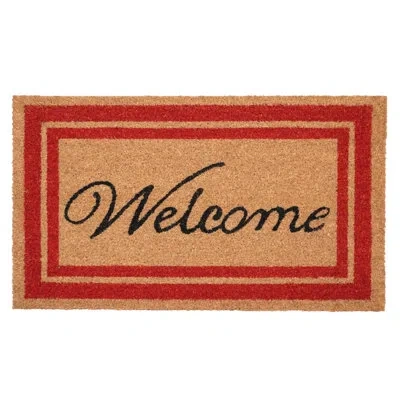 Calloway Mills Red Border Indoor Outdoor Welcome Door Mat In Multicolor