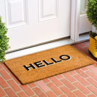 Calloway Mills Retro Block Hello Non-slip Indoor Outdoor Door Mat In Multicolor