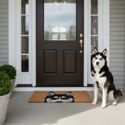 Calloway Mills Siberian Husky 29" X 17" Non-slip Door Mat In Black