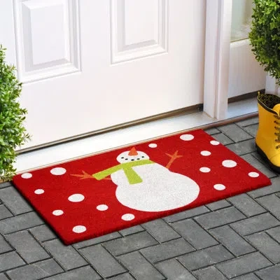Calloway Mills Snowman 36 In. X 24 In. Indoor Outdoor Door Mat In Red,beige