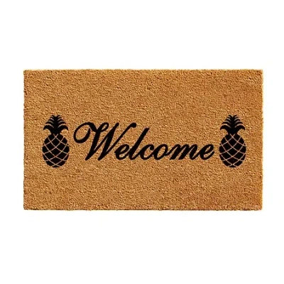Calloway Mills Welcome Pineapples Outdoor Rectangular Doormat In Brown