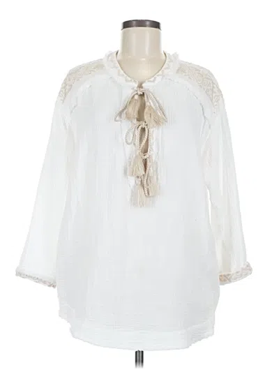 Pre-owned Calme 3/4 Sleeve Blouse In Ivory