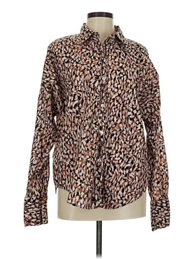 Pre-owned Calme Long Sleeve Button Down Shirt In Brown