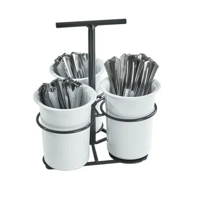 Cal-mil 3 Cylinder Flatware Holder In Black