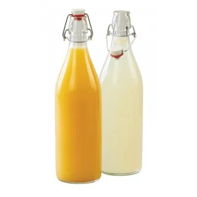 Cal-mil 32 Oz. Clear Glass Bottle With Wire Bail Swing Top Lid