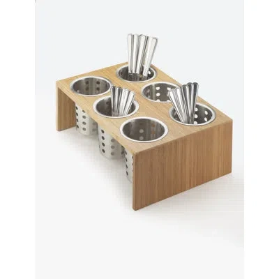 Cal-mil 6-cylinder Horizontal Flatware / Condiment Display In Bamboo