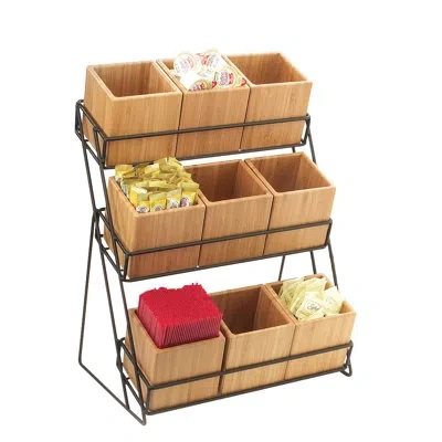 Cal-mil 9 Bin Tiered Display In Black,bamboo