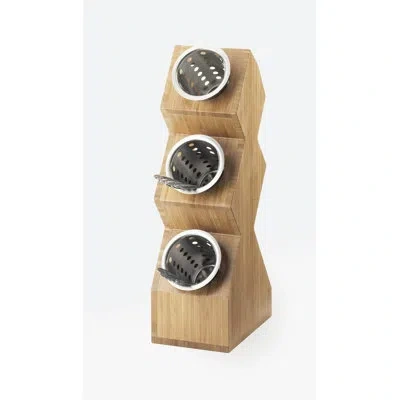 Cal-mil Bamboo 3-cylinder Vertical Flatware / Condiment Display