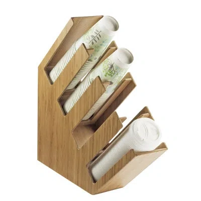 Cal-mil Bamboo 4-section Slanted Countertop Cup And Lid Organizer In Brown