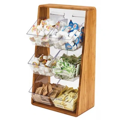 Cal-mil Bamboo Condiment Holder With Removable Plastic Compartments