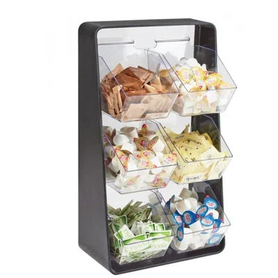 Cal-mil Black Condiment Holder With Removable Plastic Compartments In White;black