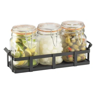 Cal-mil Black Rustic Jar Condiment Display With Jars