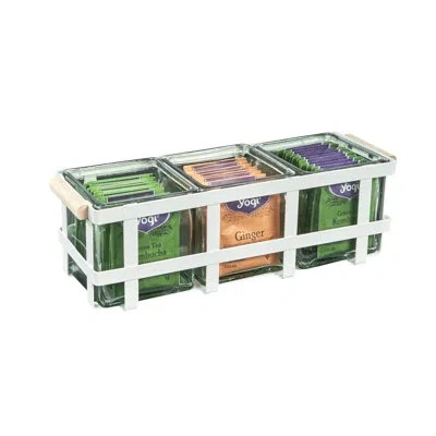 Cal-mil Blonde Jar Display With Glass Jars In White