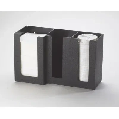 Cal-mil Classic 3-section Countertop Cup, Lid, And Napkin Organizer In Black