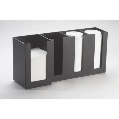 Cal-mil Classic 4-section Countertop Cup, Lid, And Napkin Organizer In Black