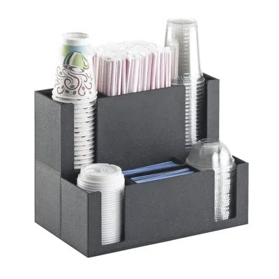 Cal-mil Classic Cup/lid Organizer With Straw/stir Stick Holder In Gray