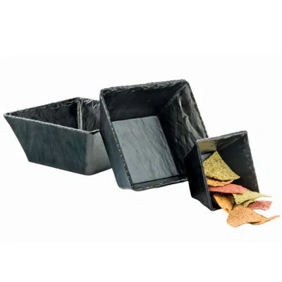 Cal-mil Faux Slate 9.5" Square Melamine Bowl In Black