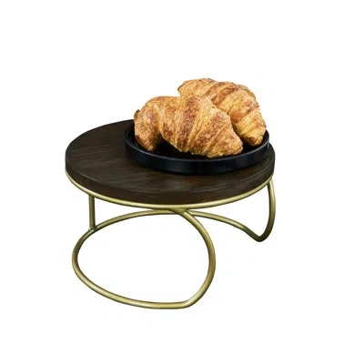 Cal-mil Heritage Round Wood Riser - 12" X 6" In Brown;gold